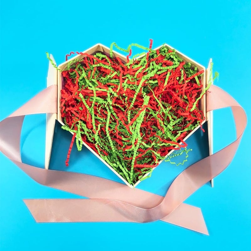 Amsthow Crinkle Cut Paper Gift Wrap Box Filler 1/2 LB Red and Green Shred Basket Raffia Grass Stuffing for Christmas Birthday Decoration Wedding - Image 5